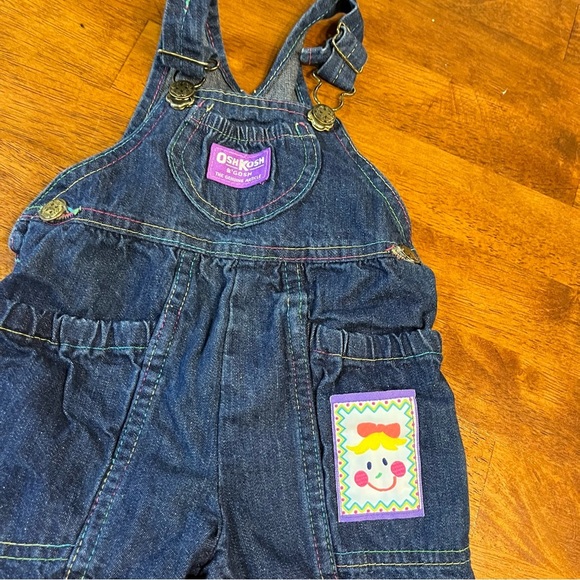 Vintage Osh-Kosh Denim Overalls blue patch size 12 months 100% cotton - Picture 3 of 9